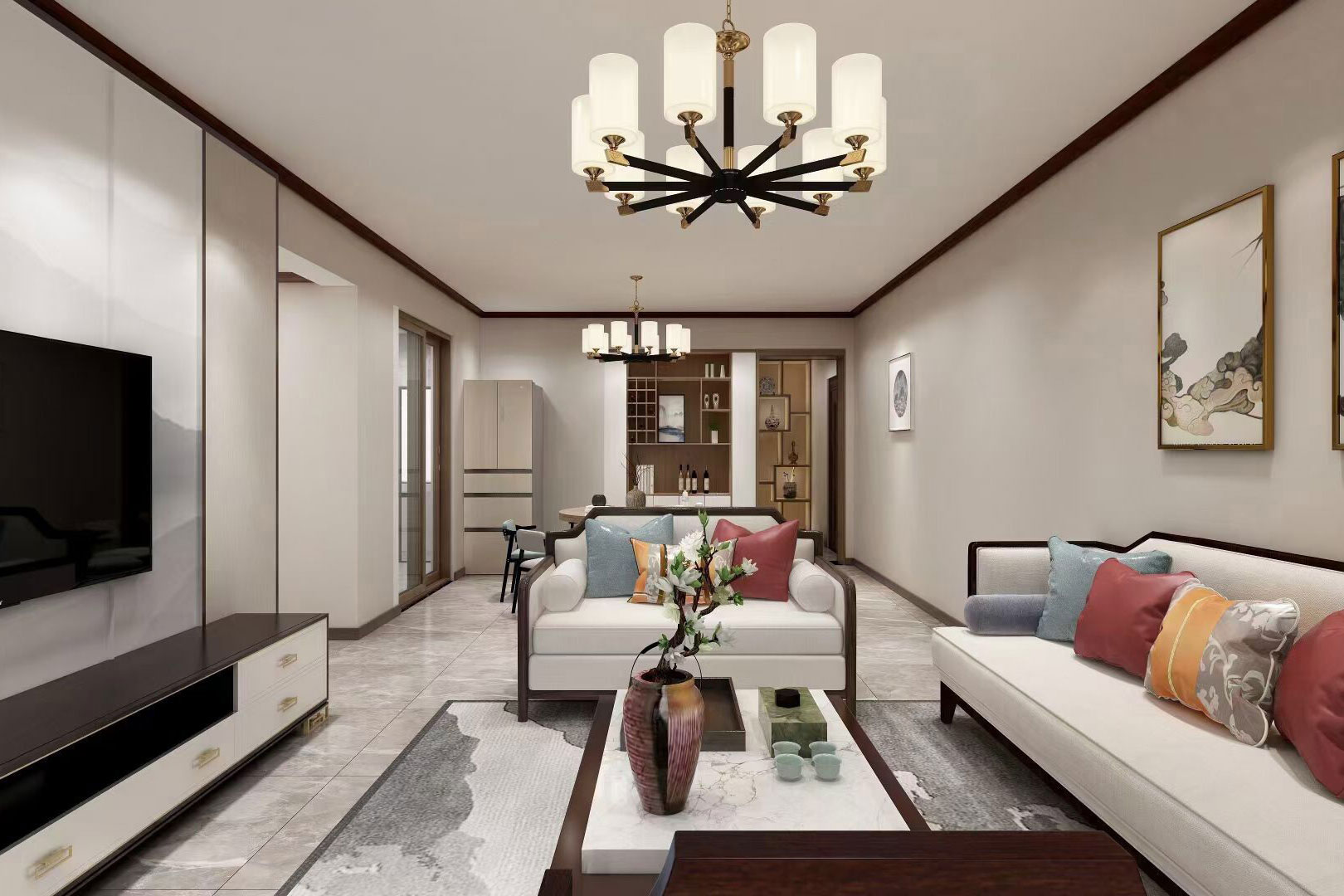 蟠龍小區(qū)148m&sup2;新中式風格案例